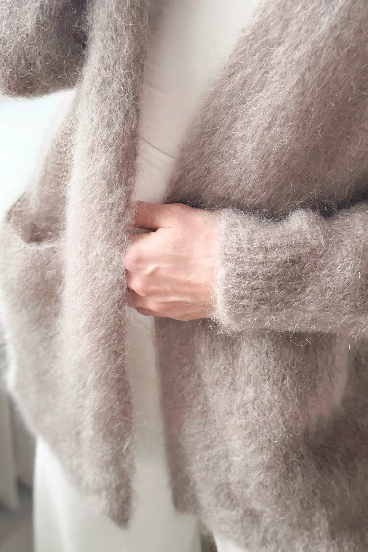 Bypias Gentleness Mohair Cardigan - Taupe LUXAMORE  