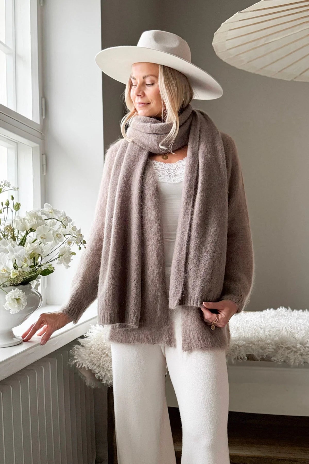 Bypias Gentleness Mohair Cardigan - Taupe LUXAMORE  