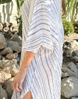 Bypias Hallie Linen Kaftan White LUXAMORE  