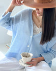 Bypias Isadora Alpaca Cardigan - Ice Blue LUXAMORE  