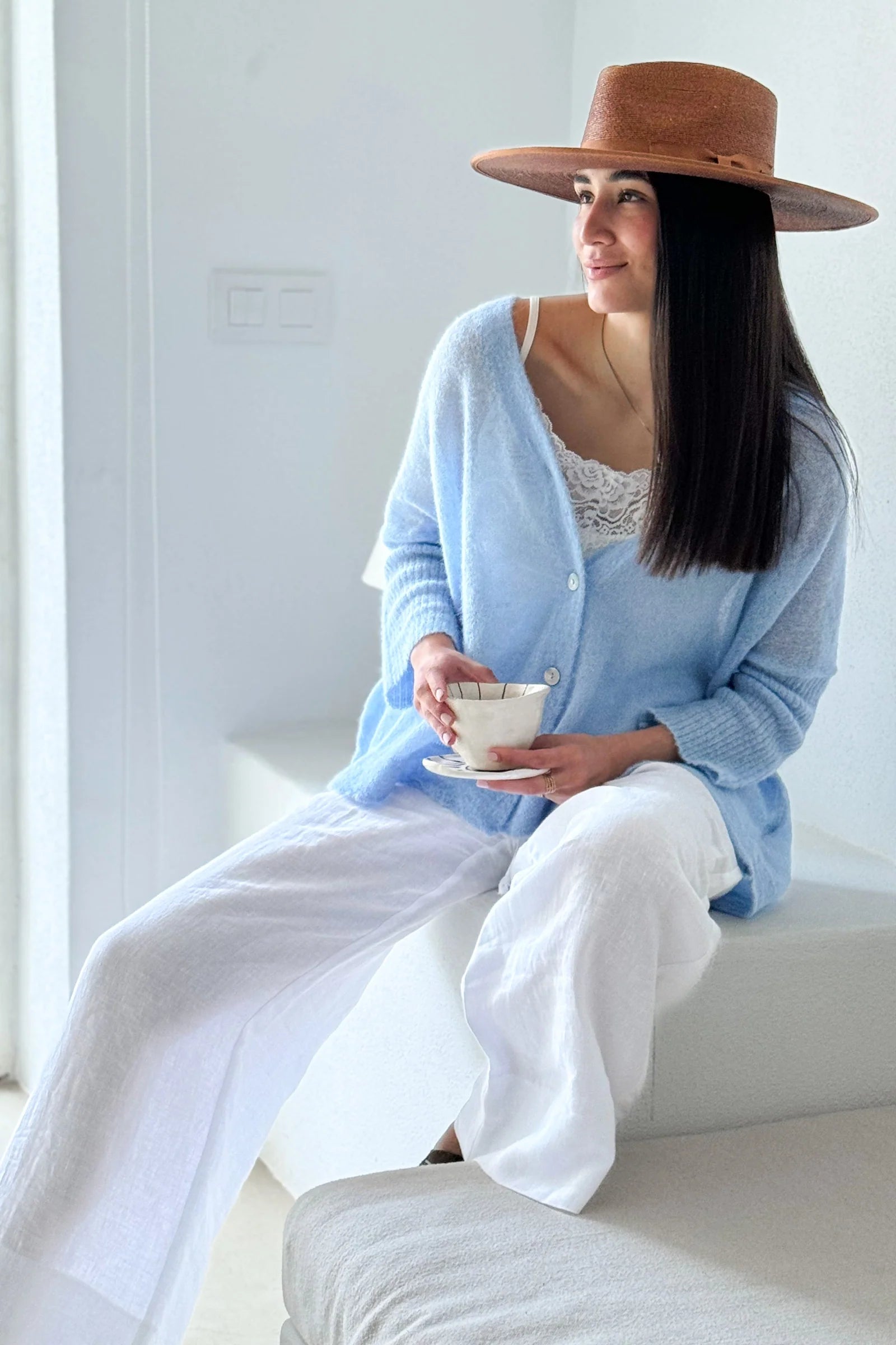 Bypias Isadora Alpaca Cardigan - Ice Blue LUXAMORE  
