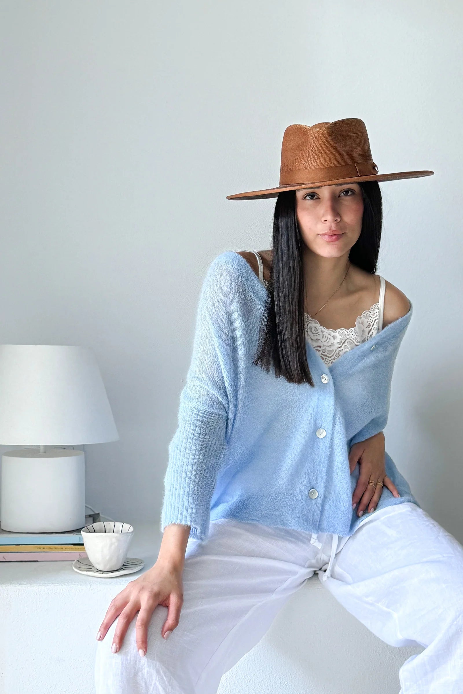 Bypias Isadora Alpaca Cardigan - Ice Blue LUXAMORE  