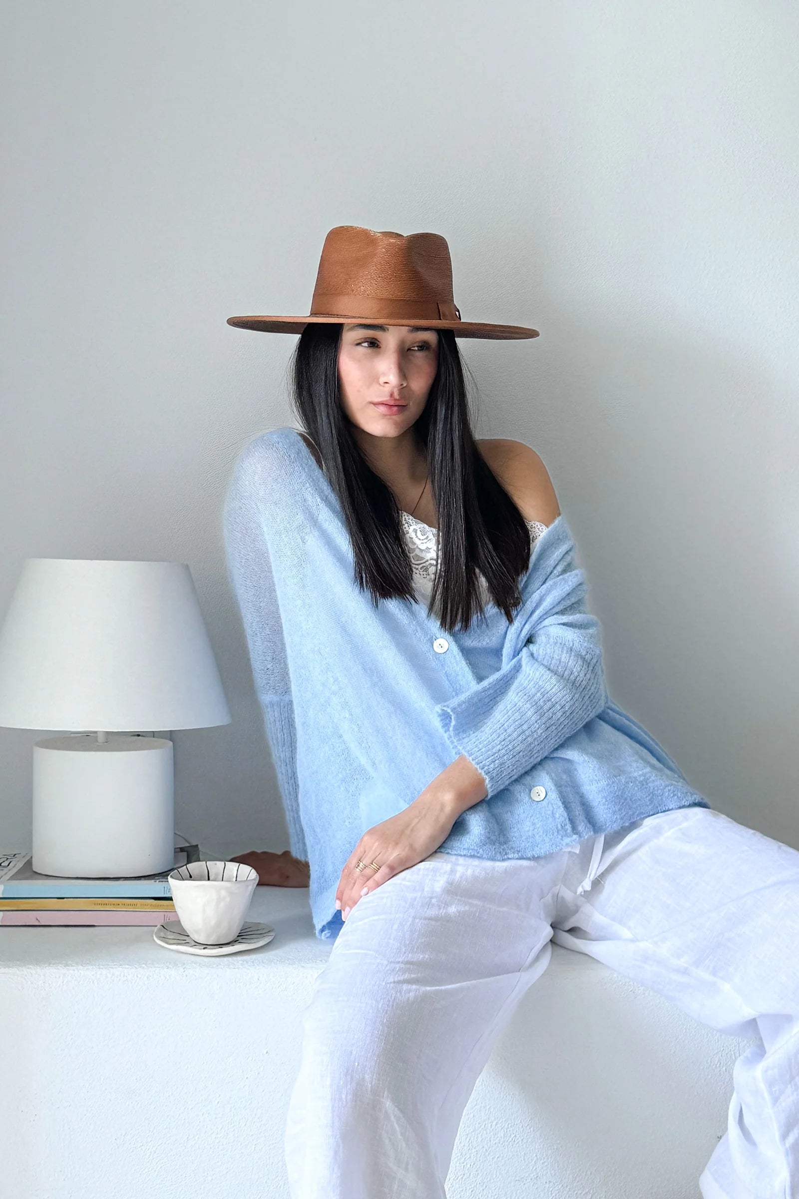 Bypias Isadora Alpaca Cardigan - Ice Blue LUXAMORE  