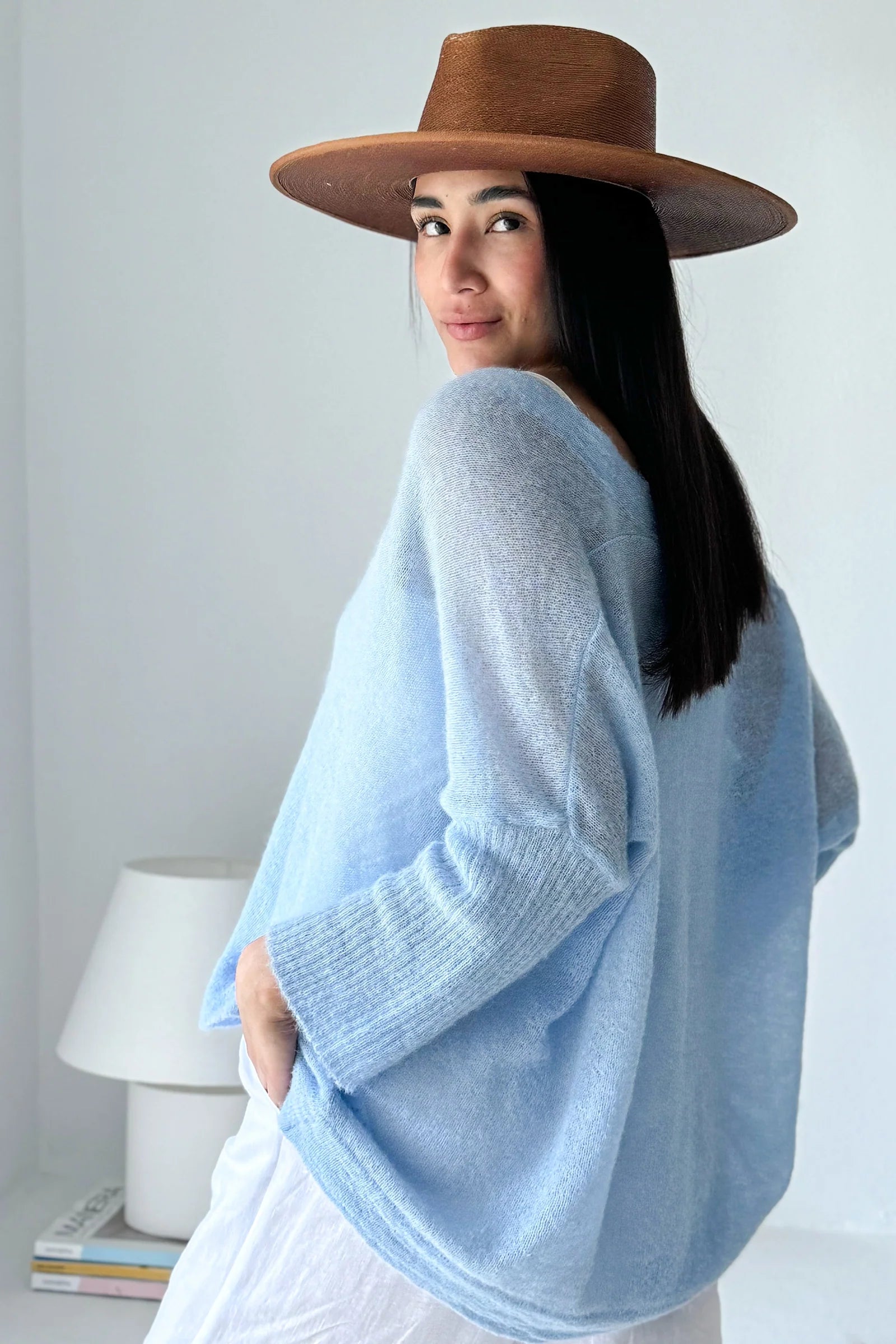 Bypias Isadora Alpaca Cardigan - Ice Blue LUXAMORE  