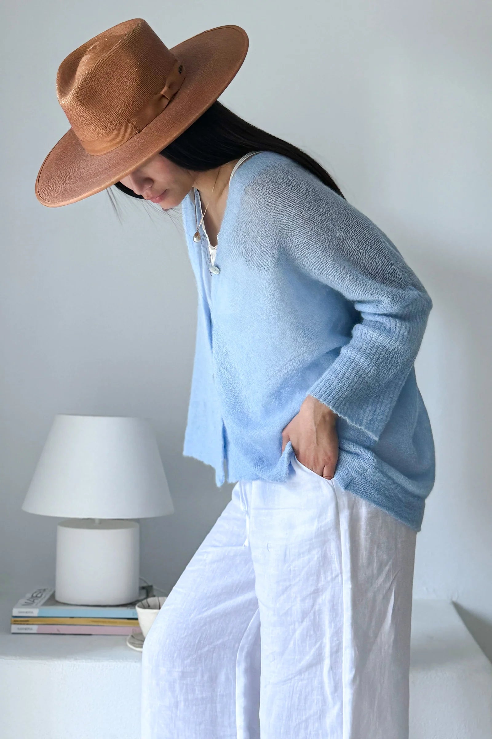 Bypias Isadora Alpaca Cardigan - Ice Blue LUXAMORE  