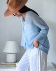 Bypias Isadora Alpaca Cardigan - Ice Blue LUXAMORE  