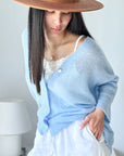 Bypias Isadora Alpaca Cardigan - Ice Blue LUXAMORE  