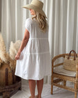 Bypias Liliana Linen Dress - White LUXAMORE  