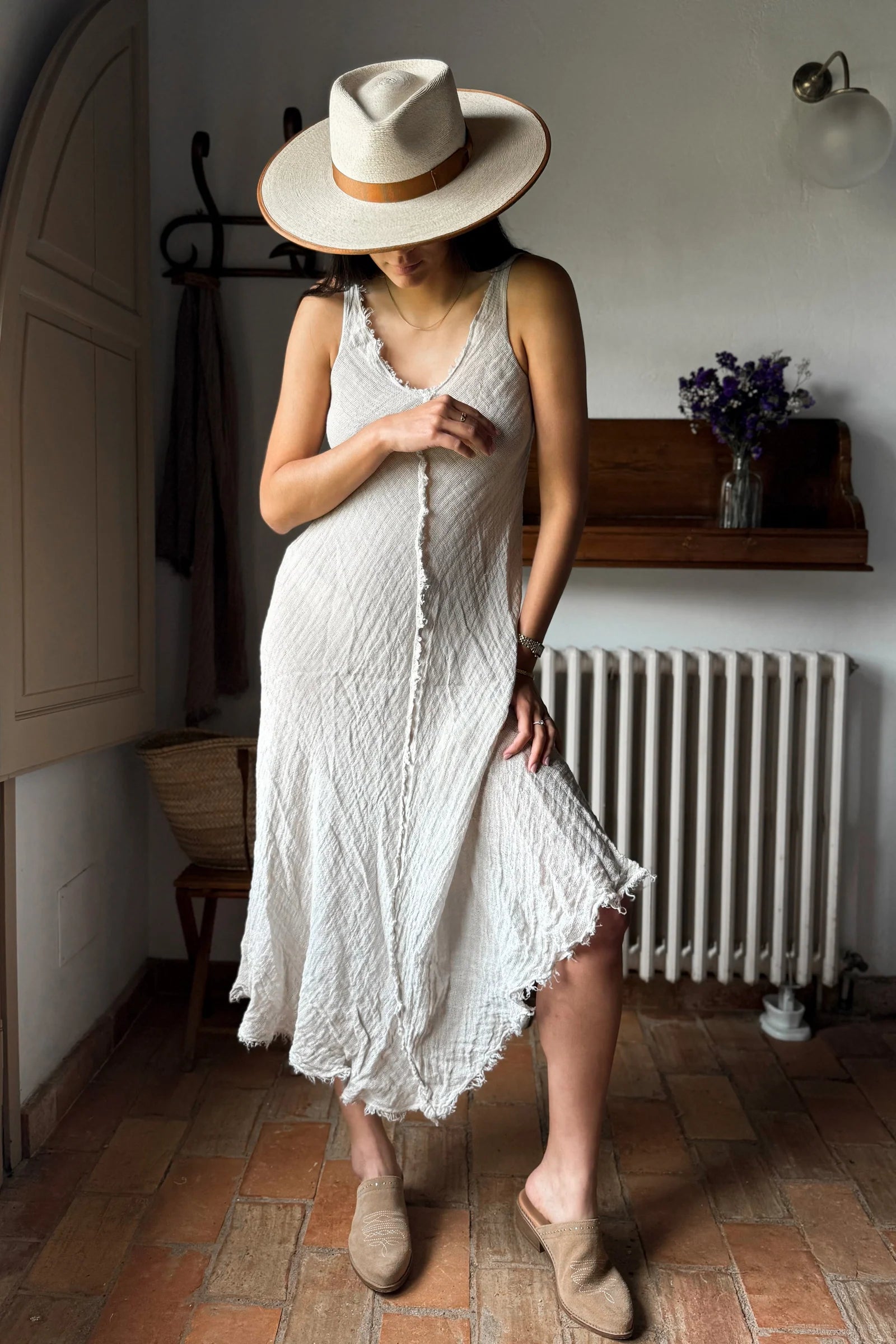 Bypias Oasis Linen Dress - Sand LUXAMORE  
