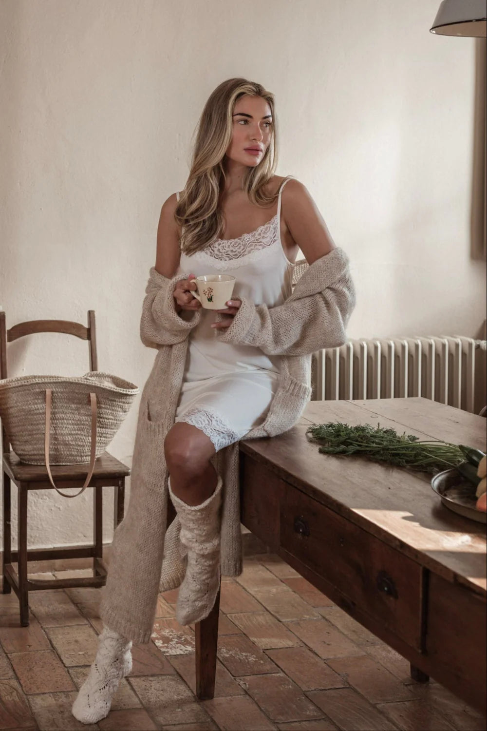 Bypias Slowly Morning Cardigan - Beige LUXAMORE  