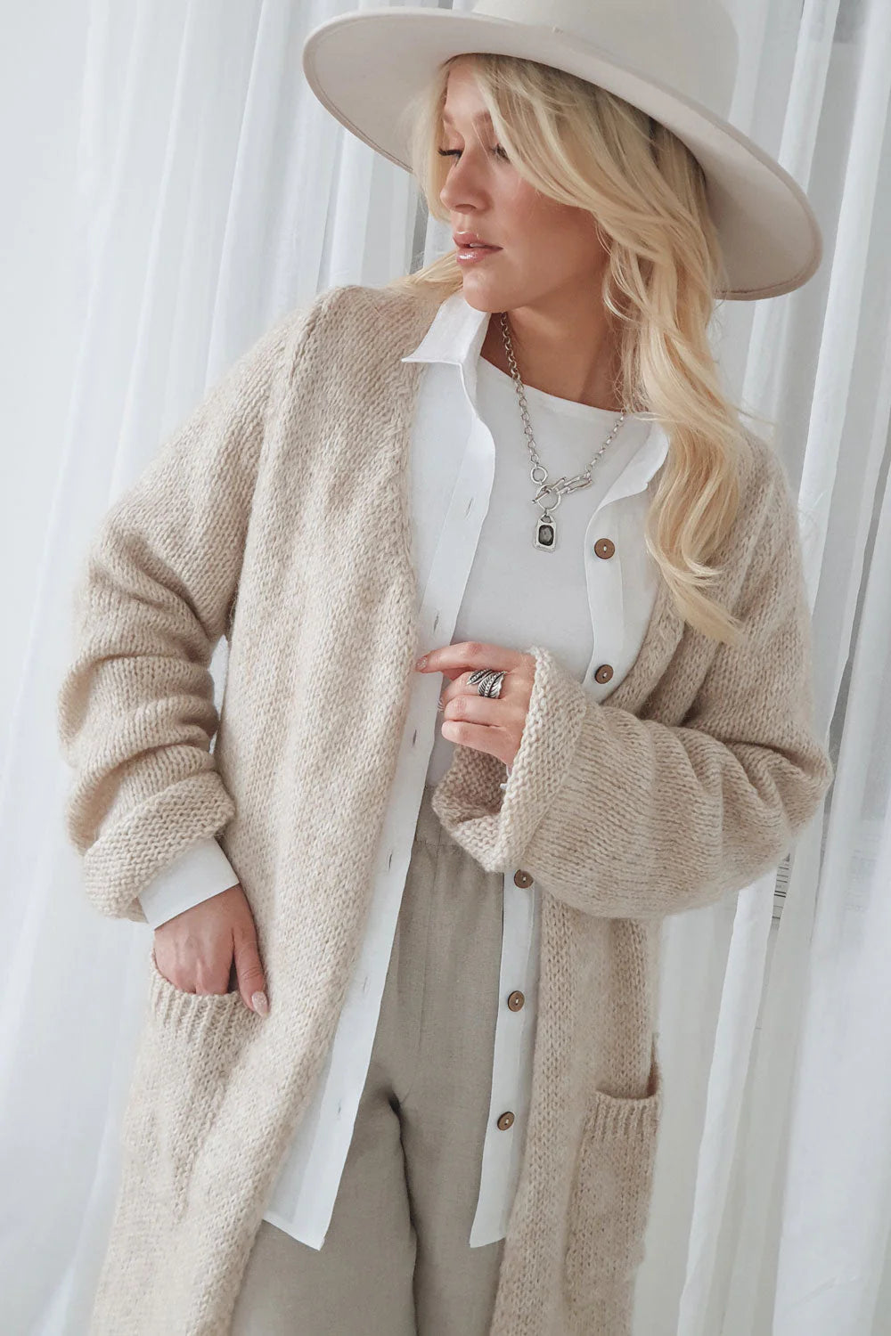 Bypias Slowly Morning Cardigan - Beige LUXAMORE  