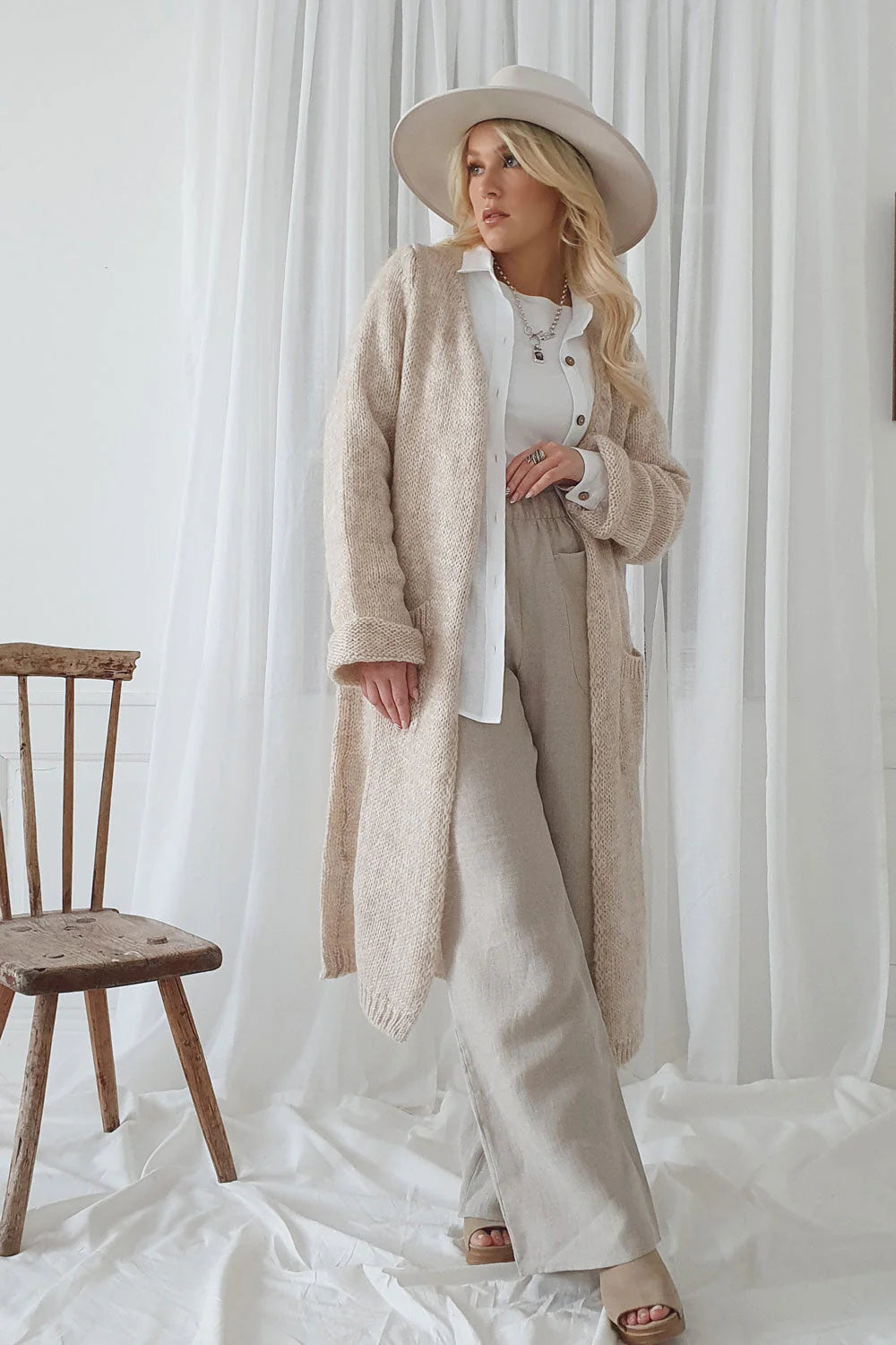 Bypias Slowly Morning Cardigan - Beige LUXAMORE  