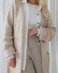 Alemais Sustainable Florence-Shirt close up worn by model LUXAMORE