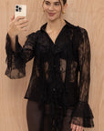 Charli - Lily Lace Shirt - Black Sustainable LUXAMORE