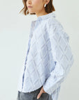 Alemais Sustainable Florence-Shirt close up worn by model LUXAMORE