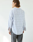 Alemais Sustainable Florence-Shirt close up worn by model LUXAMORE