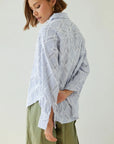 Alemais Sustainable Florence-Shirt close up worn by model LUXAMORE