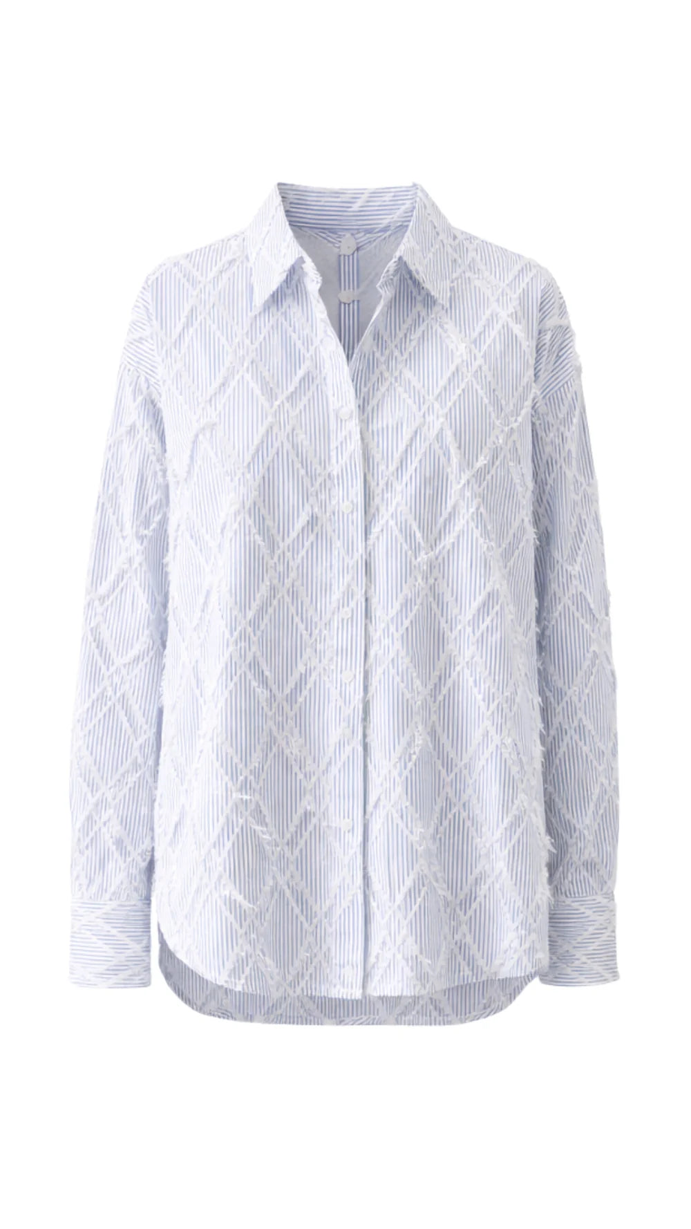 Alemais Sustainable Florence-Shirt close up worn by model LUXAMORE