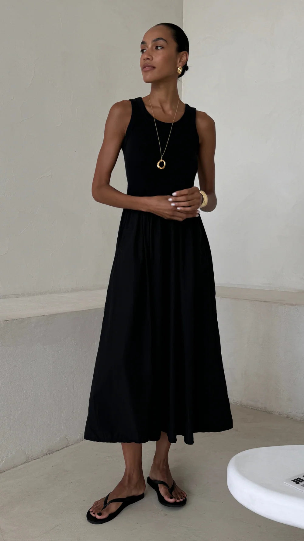 Charli - Mel Cotton Dress - Black Sustainable LUXAMORE
