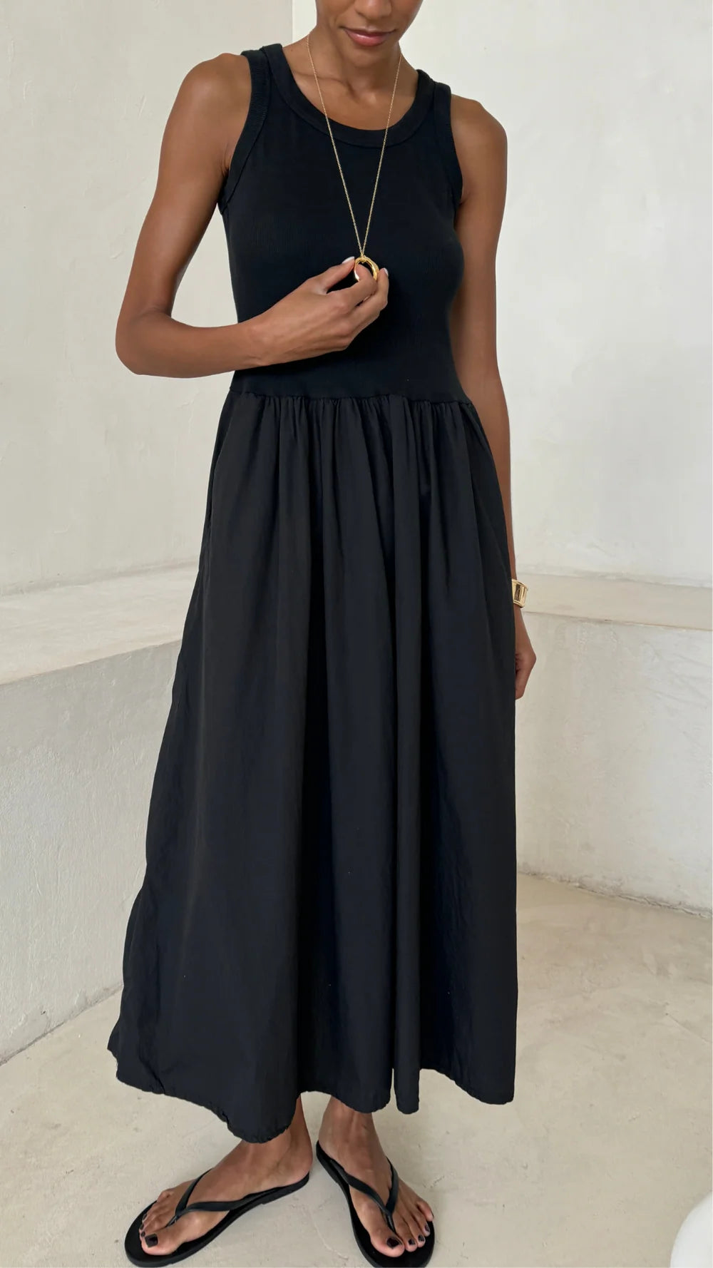 Charli - Mel Cotton Dress - Black Sustainable LUXAMORE