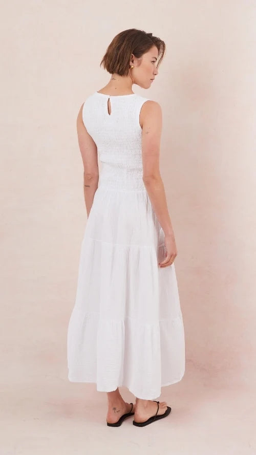 Charli - Mel Cotton Dress - White Sustainable LUXAMORE