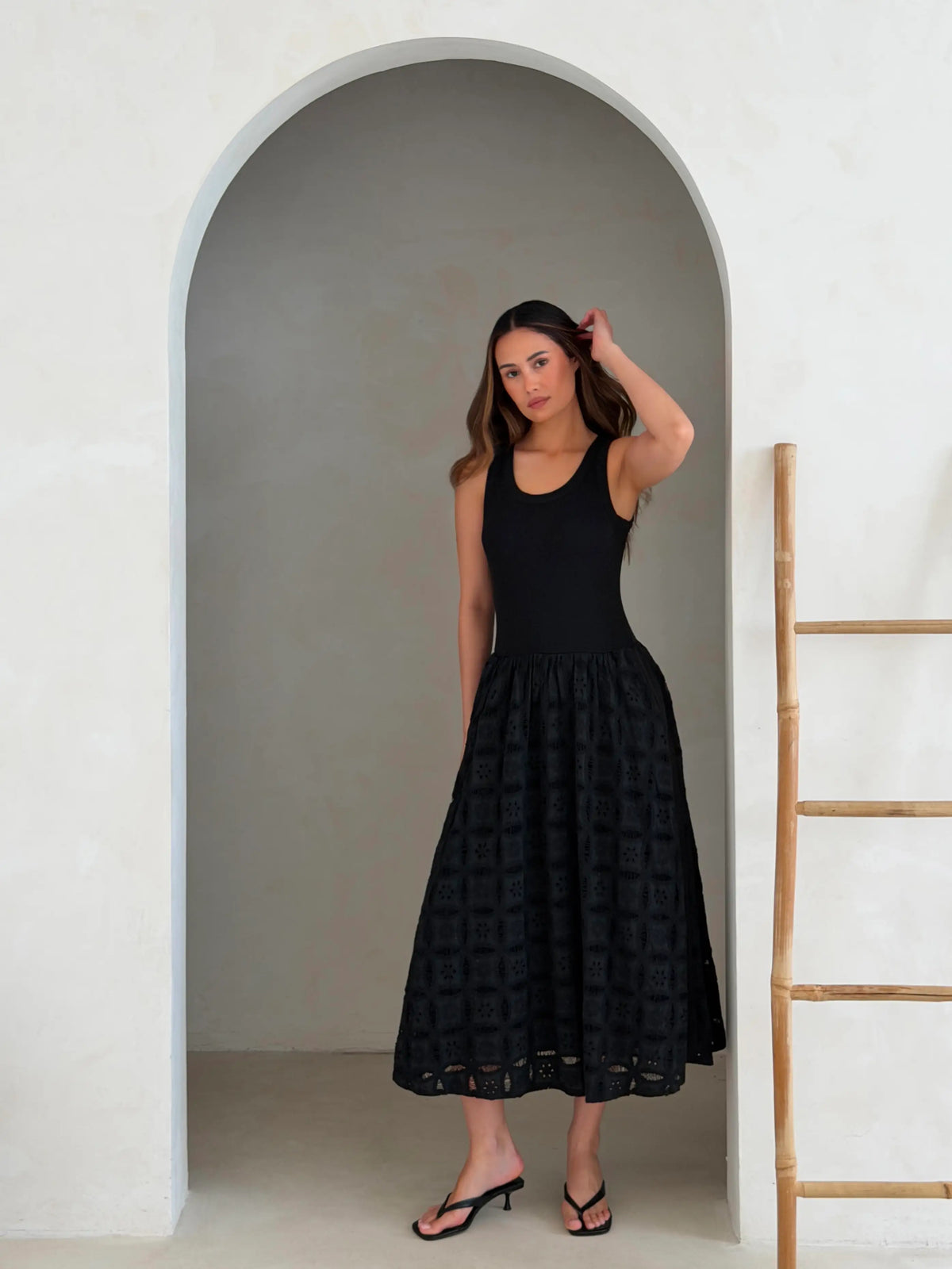 Charli - Melanie Cotton Dress - Black Reduced impact LUXAMORE