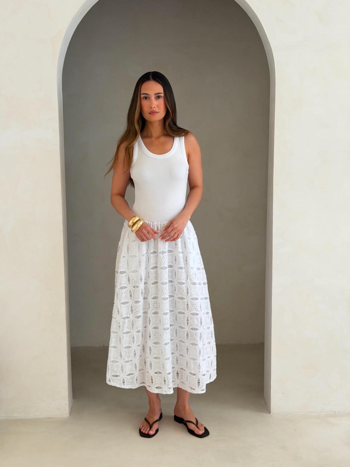 Charli - Melanie Cotton Dress - White Reduced impact LUXAMORE