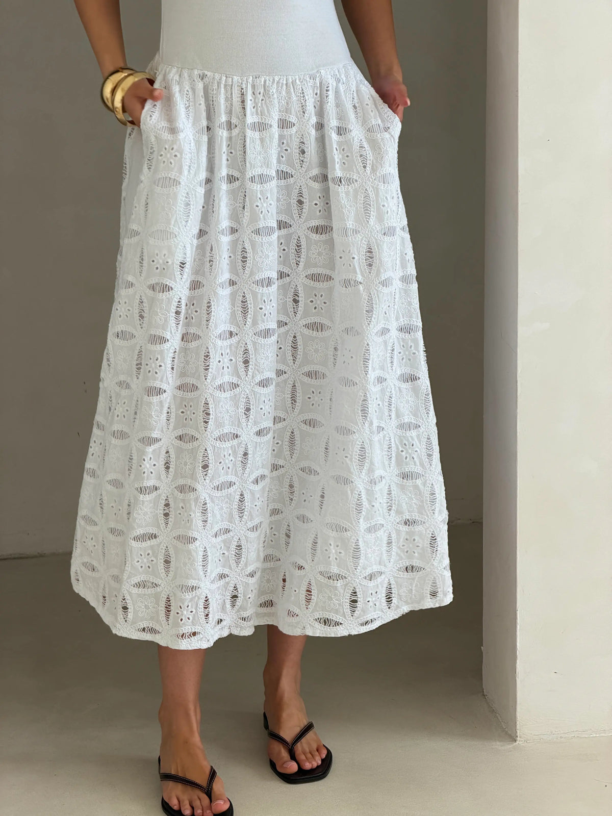 Charli - Melanie Cotton Dress - White Reduced impact LUXAMORE