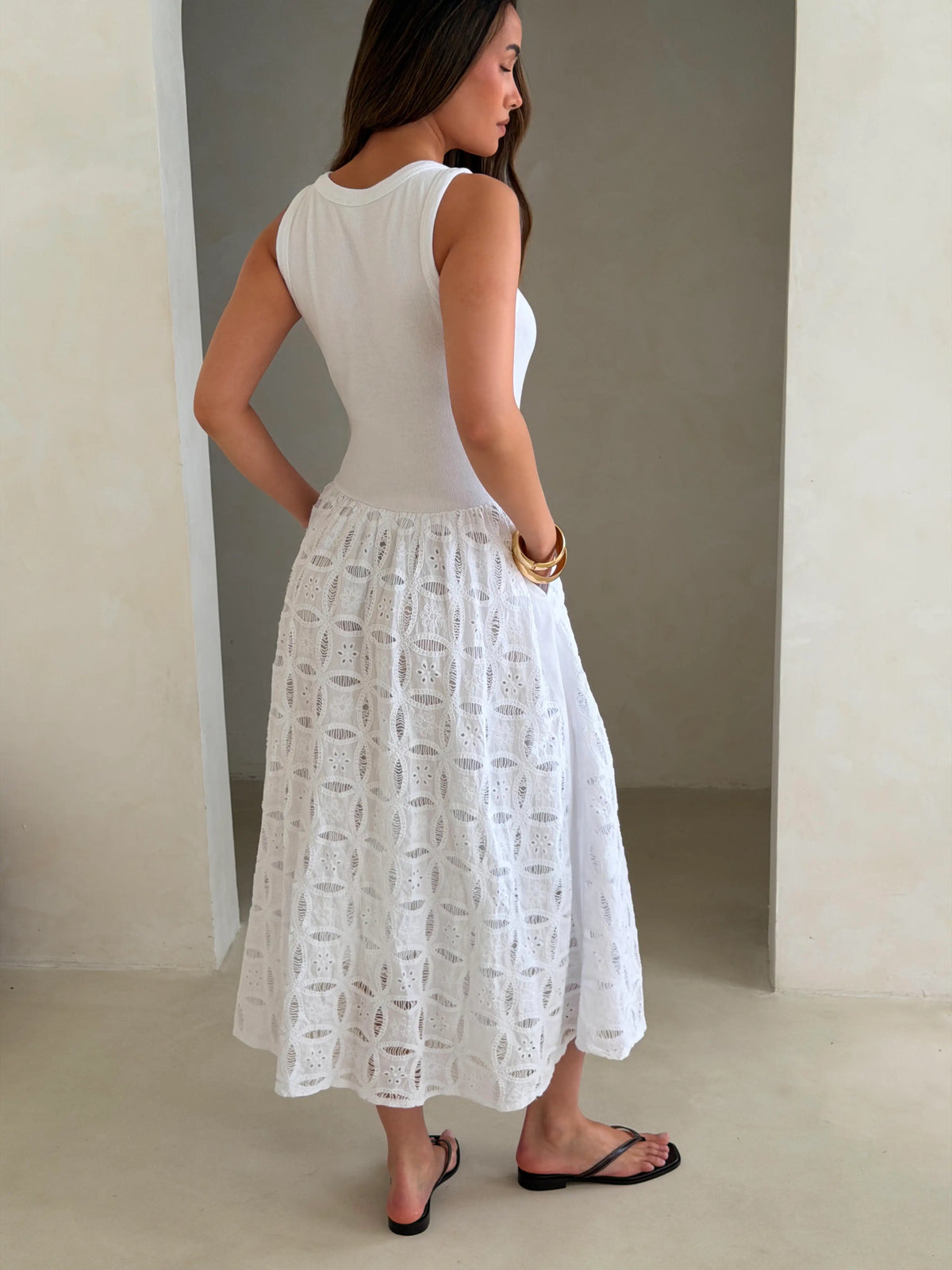 Charli - Melanie Cotton Dress - White Reduced impact LUXAMORE