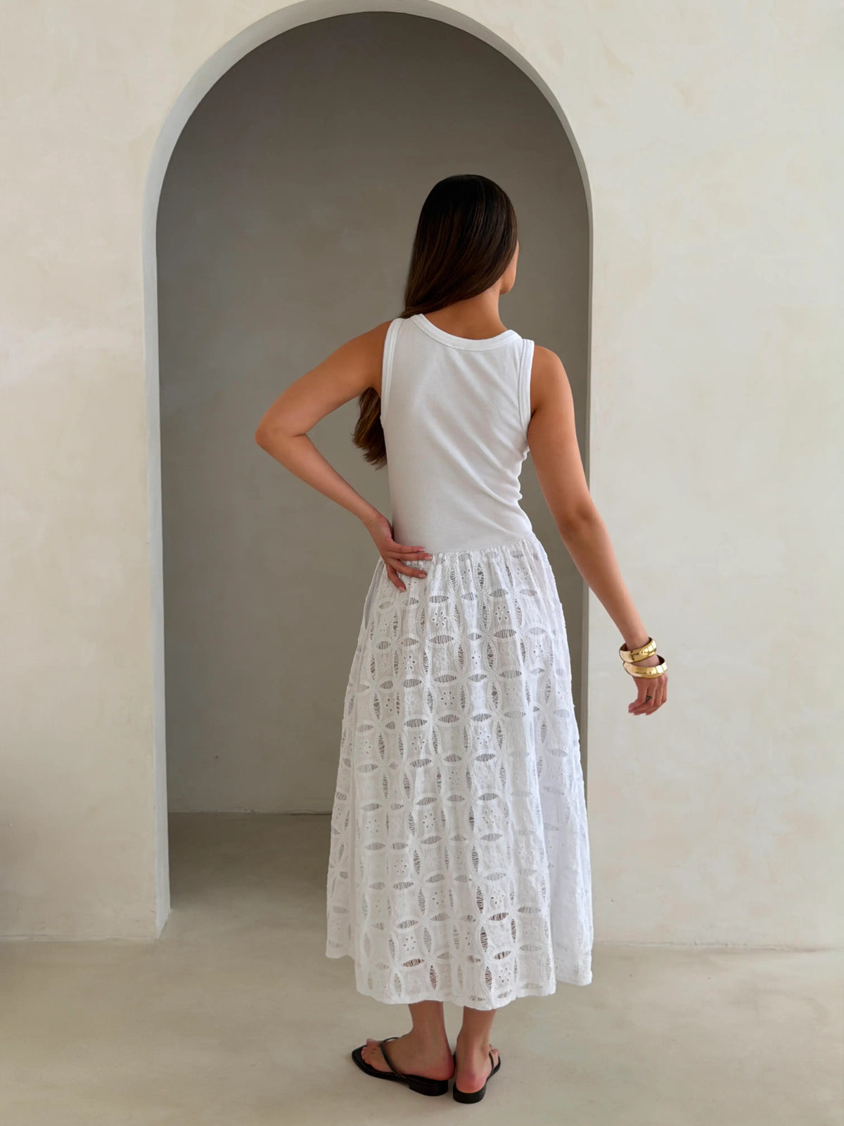 Charli - Melanie Cotton Dress - White Reduced impact LUXAMORE