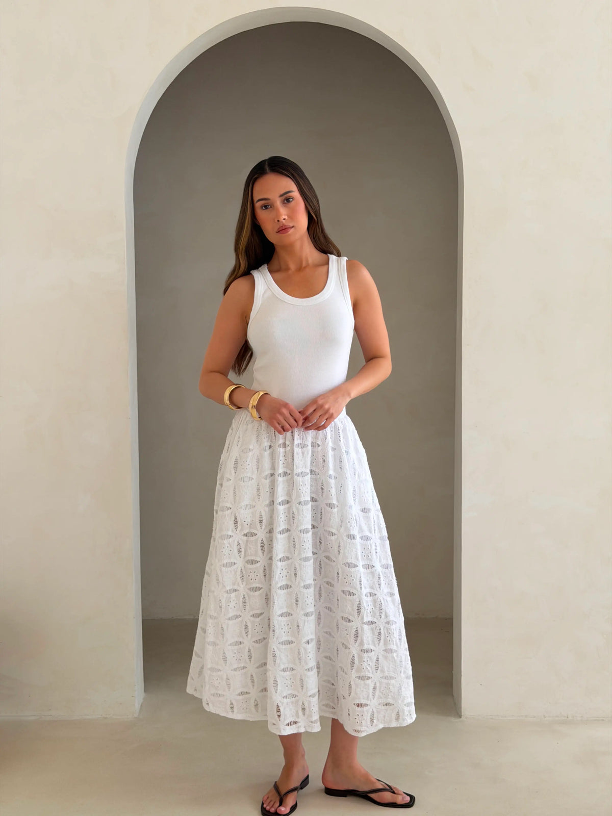Charli - Melanie Cotton Dress - White Reduced impact LUXAMORE