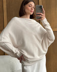 Charli - Natalie Asymmetric Knit Sweater - Ivory LUXAMORE  