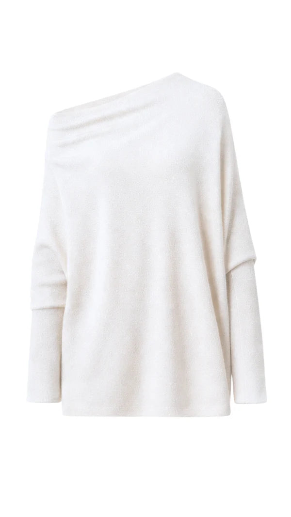 Charli - Natalie Asymmetric Knit Sweater - Ivory LUXAMORE  