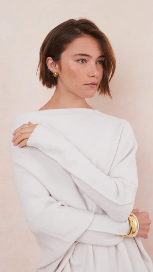 Charli - Natalie Asymmetric Knit Sweater - Ivory LUXAMORE  