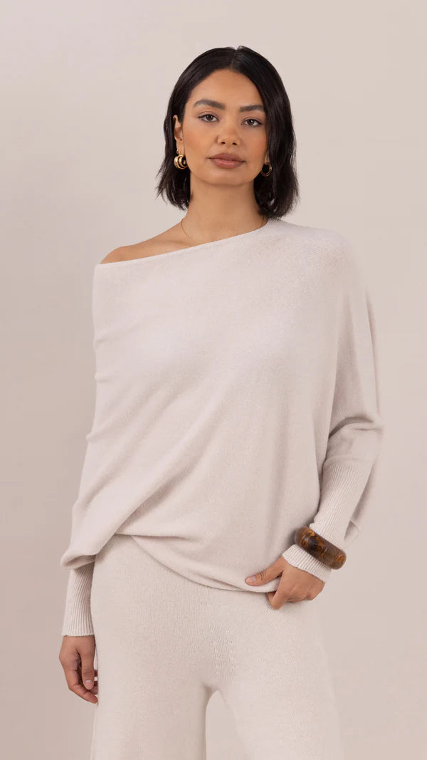 Charli - Natalie Asymmetric Knit Sweater - Ivory LUXAMORE  