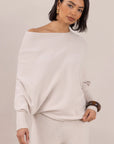 Charli - Natalie Asymmetric Knit Sweater - Ivory LUXAMORE  