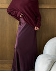 Charli - Natalie Asymmetric knit Sweater - Burgundy LUXAMORE  