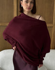 Charli - Natalie Asymmetric knit Sweater - Burgundy LUXAMORE  