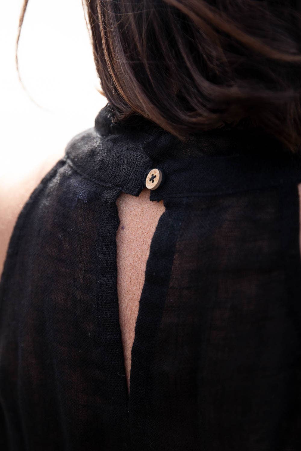 Woman Wearing Eadie Lifestyle Ava Linen Top - Top LUXAMORE