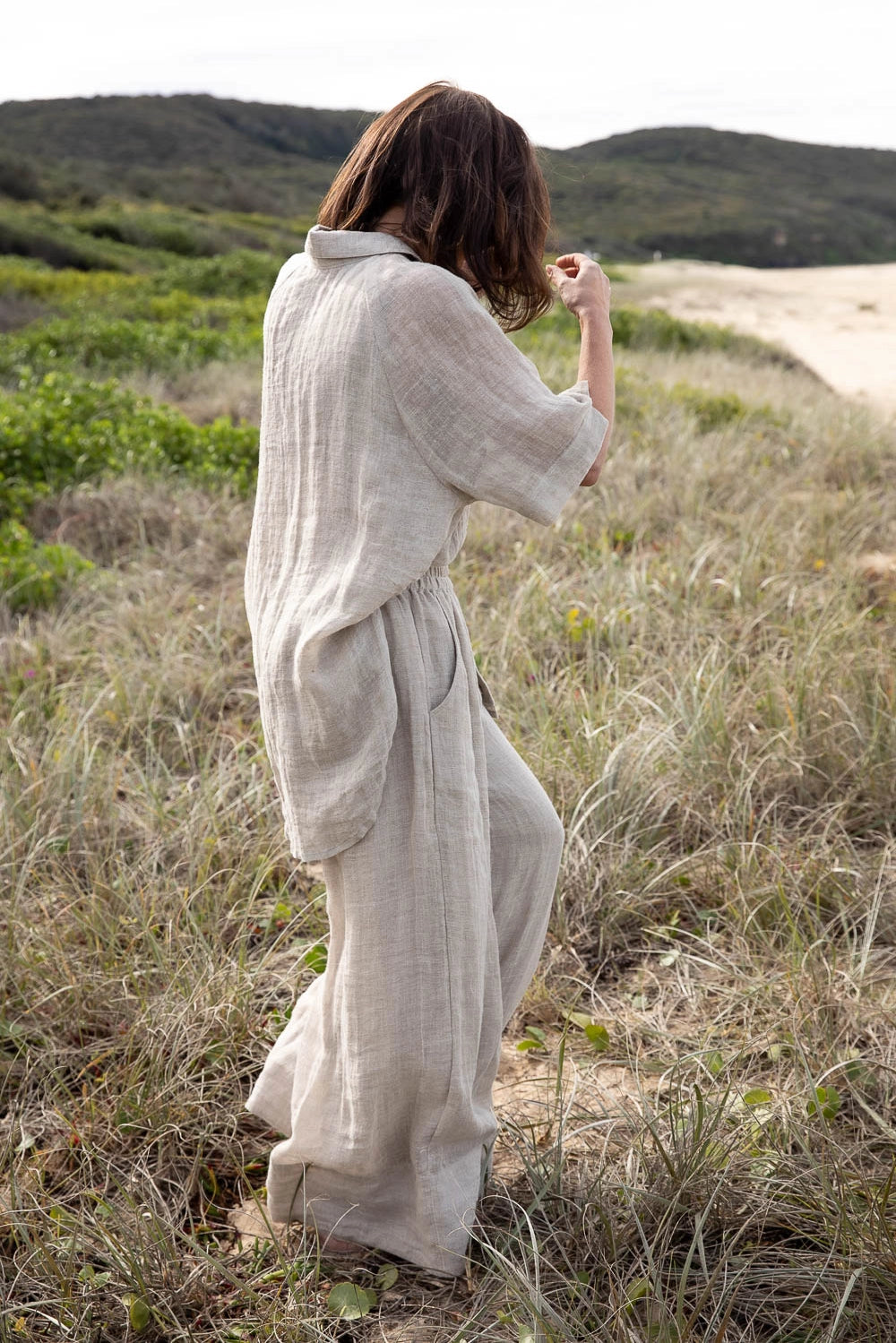 Woman Wearing Eadie Lifestyle Arana Linen Pant - Pants LUXAMORE