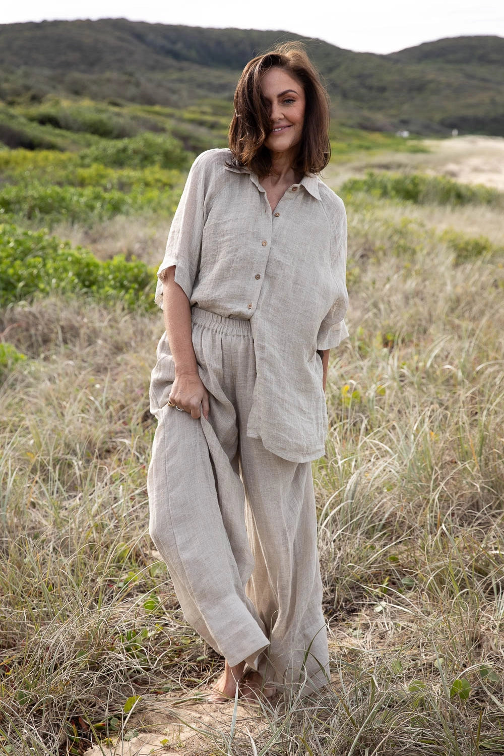 Woman Wearing Eadie Lifestyle Arana Linen Pant - Pants LUXAMORE