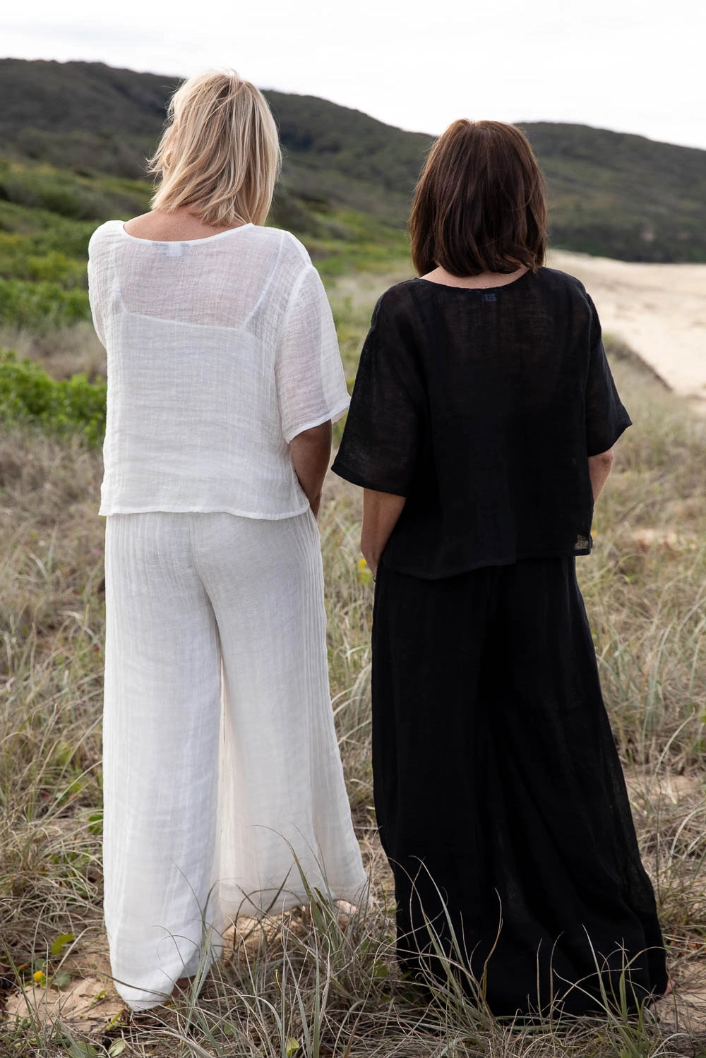Woman Wearing Eadie Lifestyle Olivia Linen Top - Tops LUXAMORE