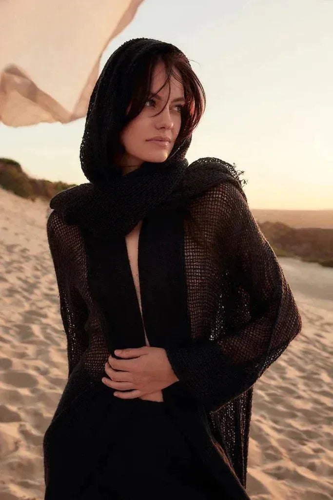 Estilio Emporio Vatican Jacket - Natural worn by model in natural setting LUXAMORE 