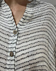 Alemais Sustainable Florence-Shirt close up worn by model LUXAMORE
