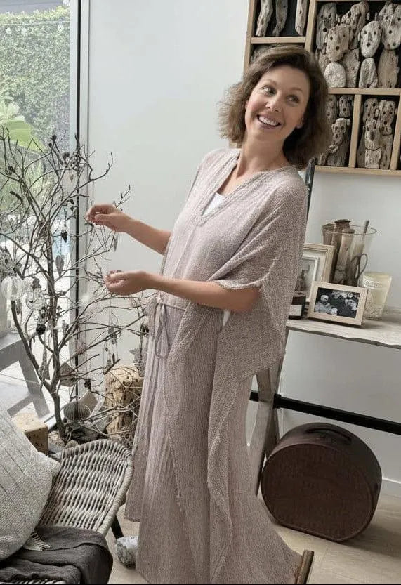 Exclusive Estilo Emporio Corfu Kaftan Dress - Rete Taupe - LUXAMORE