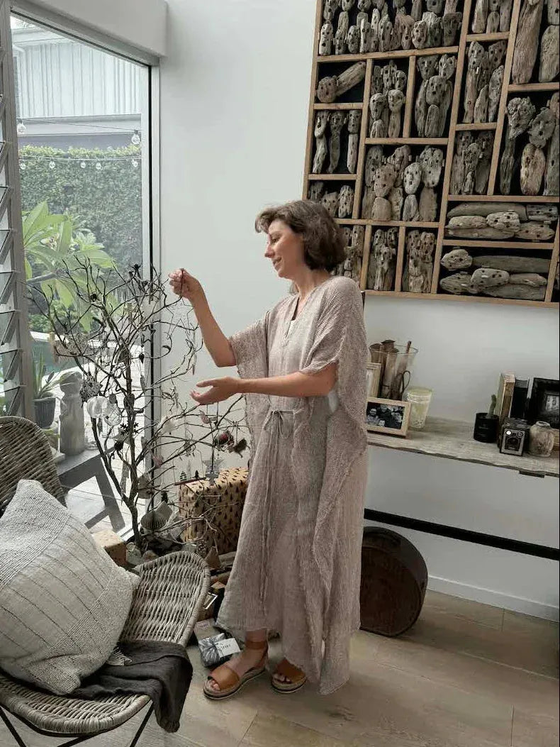 Exclusive Estilo Emporio Corfu Kaftan Dress - Rete Taupe - LUXAMORE