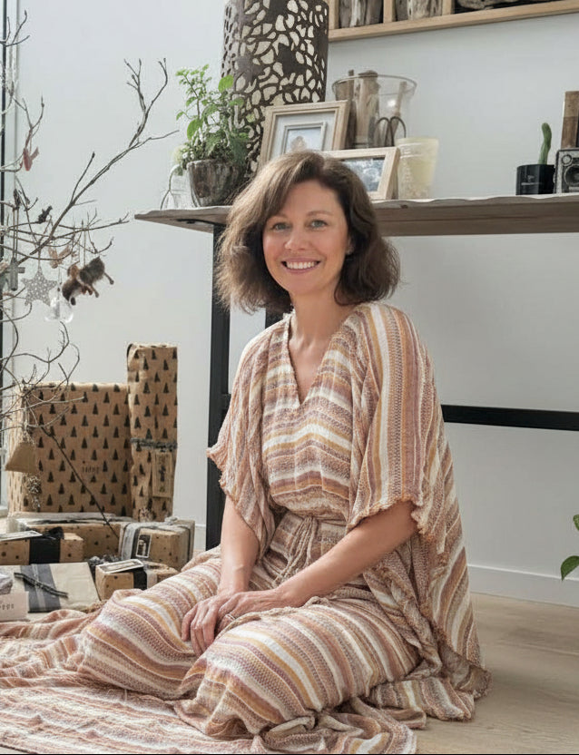 women wearing Exclusive Estilo Emporio Corfu Kaftan Dress - Vagabond Dress LUXAMORE 