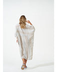 Woman Wearing Estilo Emporio Nebbilio Linen Dress - Binario - Dress LUXAMORE