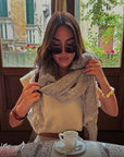 Alemais Sustainable Florence-Shirt close up worn by model LUXAMORE