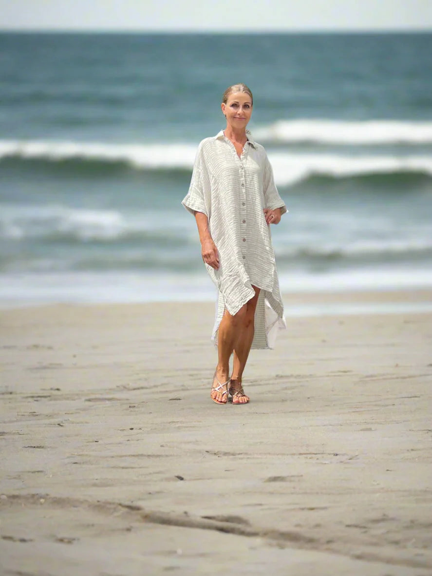 Estilo Emporio La Cota Cover Up Linen Dress Lyla - LUXAMORE -Dress-Estilo Emporio La Cota Cover Up Dress, wear to the beach or the bar. Sustainable, and effortlessly chic. Shop Estilo Emporio Dresses Italian Linen at Luxamore.